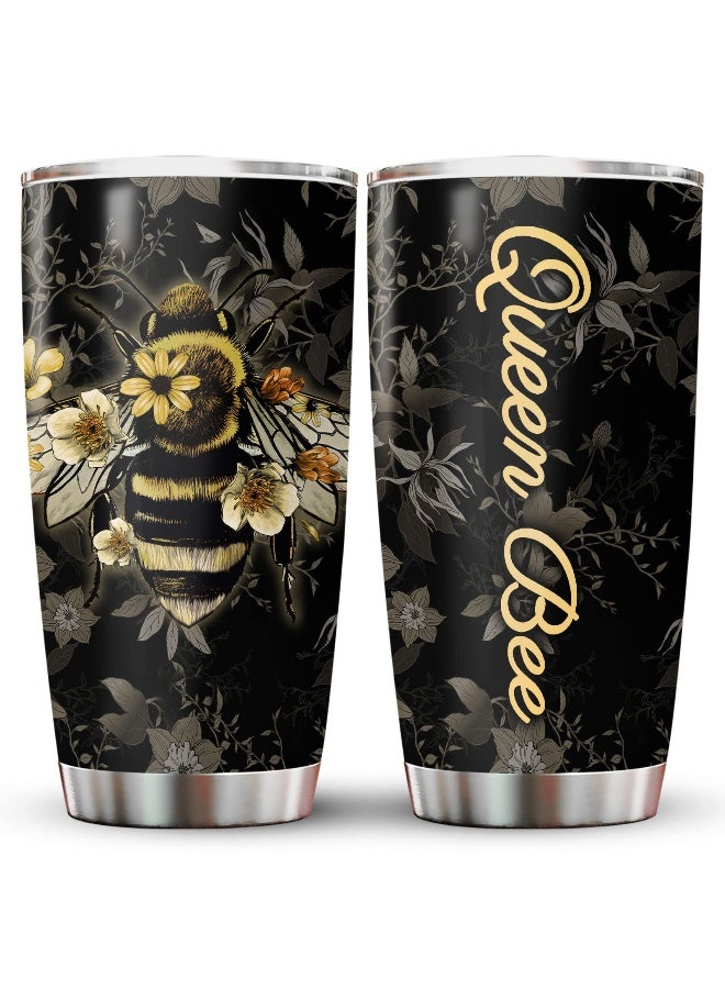 34HD Queen Bee Tumbler with Lid, 20oz Stainless Steel Vacuum Insulated Coffee Mug, Honey Bee Gifts for Birthday Mothers Day Christmas, Gifts for Women Teachers Mom Daughter Friend - Image 1